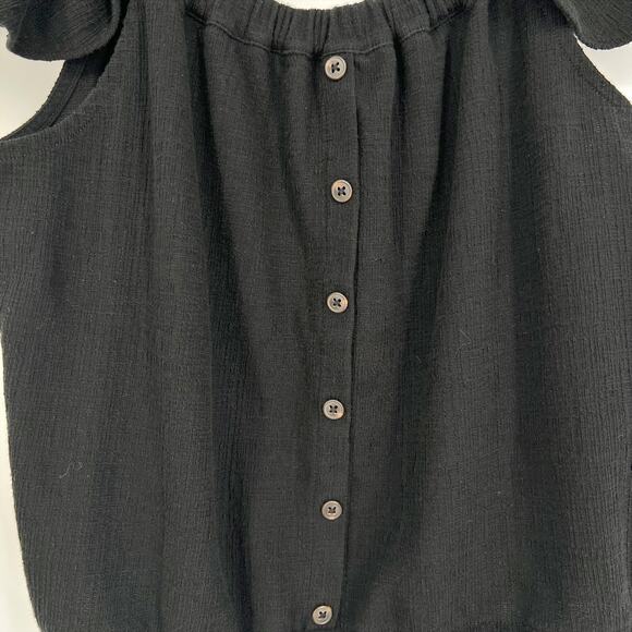 Madewell Texture & Thread Off-the-Shoulder Top Black size Large - Picture 9 of 12